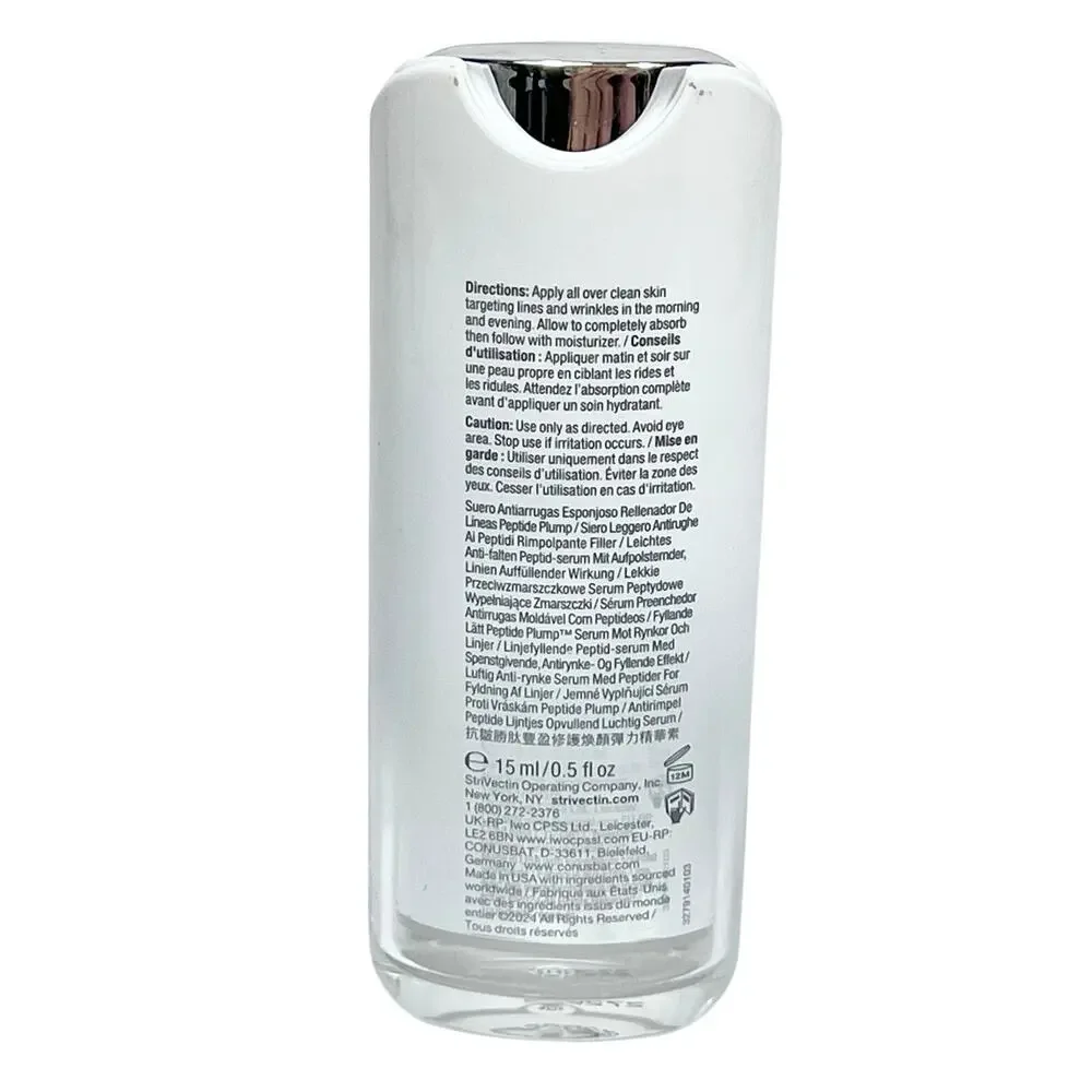 StriVectin Peptide Plump Line Filling Bounce Serum Anti-Wrinkle .5 oz